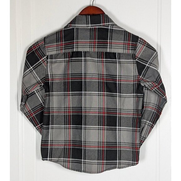 Dixxon Flannel Youth Size Small (5-6) Boys Plaid Gray Black Red Button Up Shirt - Picture 2 of 4